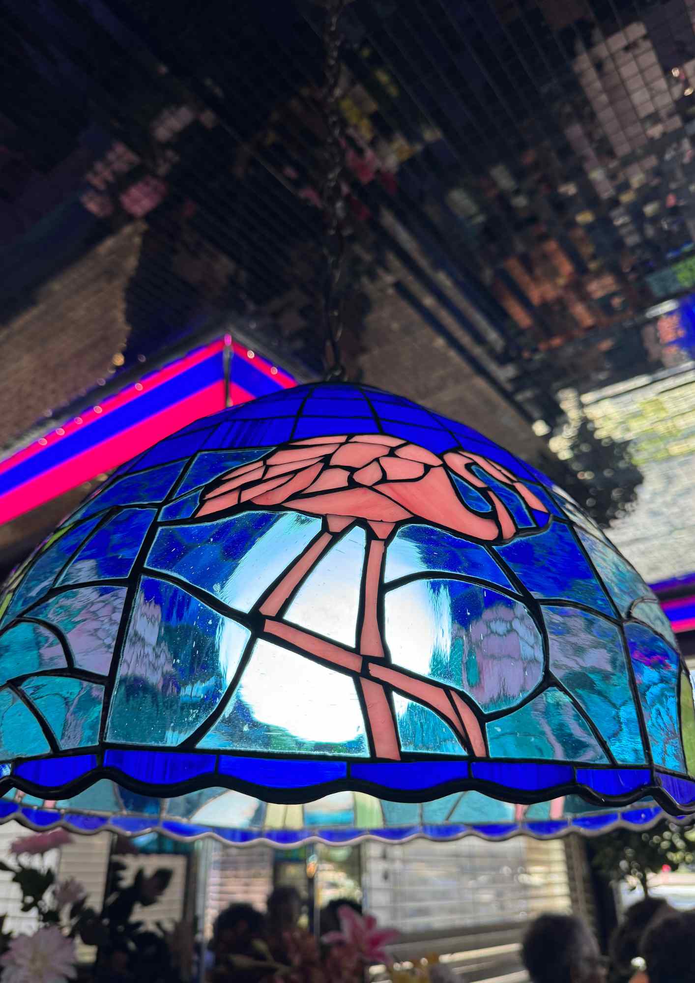 Peppermill Las Vegas – lampe Tiffany bleue à motif flamant