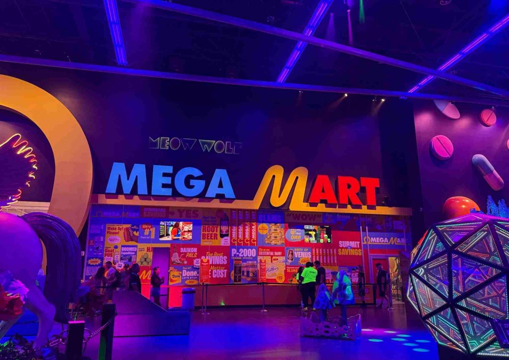 façade Mega Mart de Meow Wolf à AREA15 Las Vegas