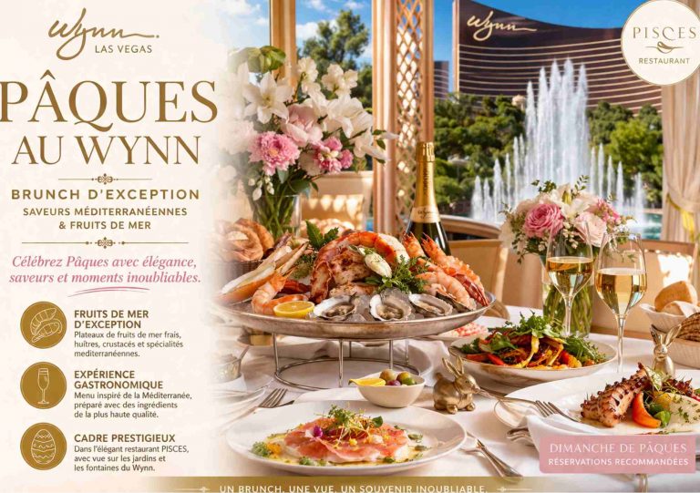 brunch de Pâques au Wynn Las Vegas avec fruits de mer et vue sur les fontaines