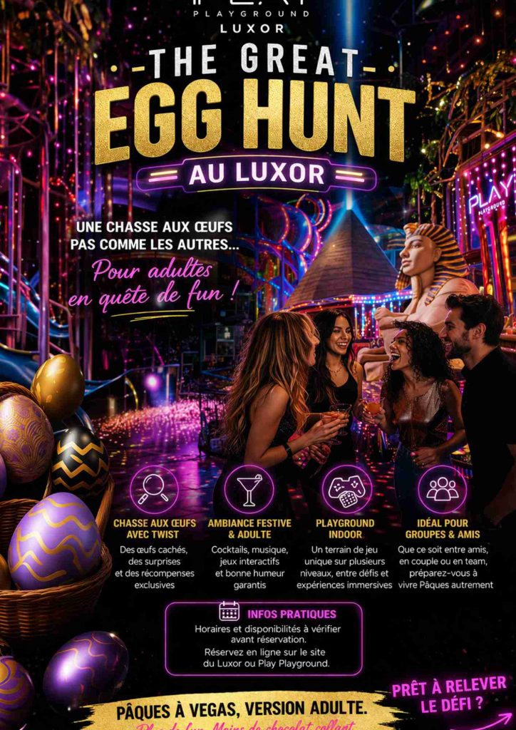 affiche The Great Egg Hunt au Luxor pour une activité de Pâques à Las Vegas